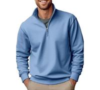 Pullover da uomo con cerniera 1/4 felpe in pile collo alto maglione a maniche lunghe casual abbigliamento da lavoro felpe autunno inverno maglioni caldi top tinta unita pullover felpe tinta unita