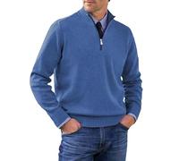 Pullover da uomo con cerniera a quarto e collo a lupetto maglione 1/4 autunno inverno caldo felpe polo maglioni, Blu 1, XL