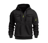 Pullover da uomo con cerniera a un quarto con tasche, felpe con cappuccio da uomo slim fit casual da lavoro felpe con cappuccio tasca con coulisse in pile a maniche lunghe tuta top tuta a maniche