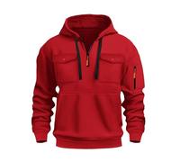 Pullover da uomo con cerniera a un quarto con tasche, felpe con cappuccio da uomo slim fit casual da lavoro felpe con cappuccio tasca con coulisse in pile a maniche lunghe tuta top tuta a maniche