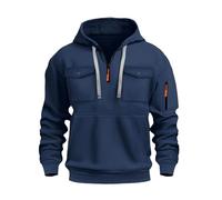 Pullover da uomo con cerniera a un quarto con tasche, felpe con cappuccio da uomo slim fit casual da lavoro felpe con cappuccio tasca con coulisse in pile a maniche lunghe tuta top tuta a maniche