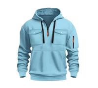 Pullover da uomo con cerniera a un quarto con tasche, felpe con cappuccio da uomo slim fit casual da lavoro felpe con cappuccio tasca con coulisse in pile a maniche lunghe tuta top tuta a maniche