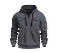 Pullover da uomo con cerniera a un quarto con tasche, felpe con cappuccio da uomo slim fit casual da lavoro felpe con cappuccio tasca con coulisse in pile a maniche lunghe tuta top tuta a maniche