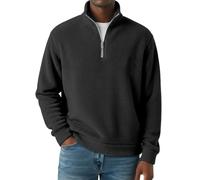 Pullover da uomo con cerniera a un quarto di lunghezza, in morbido pile polare, con cerniera a 1/4, collo alto, camicie a maniche lunghe, Nero Quarter Zip Pullover Uomo, S