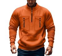 Pullover da uomo con colletto a quarto con zip, pullover da uomo in pile solido con colletto alla coreana, felpa attiva all'aperto in pile a maniche lunghe per l'inverno morbido maglione liscio per