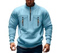 Pullover da uomo con colletto a quarto con zip, pullover da uomo in pile solido con colletto alla coreana, felpa attiva all'aperto in pile a maniche lunghe per l'inverno morbido maglione liscio per