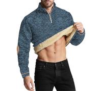 Pullover da uomo con colletto a quarto e zip, felpa da uomo in pile con colletto leggero isolante superiore termico con collo a polp top caldo foderato in pile pullover casual spesso felpe soffici