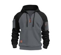 Pullover da uomo con zip 1/4 con cappuccio a blocchi di colore e tasca a | Maglione da uomo con cerniera a quarto che offre uno scomparto tattico sul braccio e una struttura flessibile per l'uso