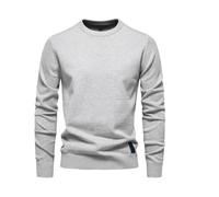 Pullover da uomo in cotone tinta unita girocollo Relax Fit Knit pullover moda classico manica lunga maglione, 2, S