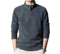 Pullover da uomo in pile con zip a mezzo collo alto addensare caldo pullover felpe autunno inverno business casual pullover top, grigio, L