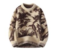 Pullover da uomo invernale, maglione caldo, scollo rotondo, maniche lunghe, casual, jacquard, elegante, taglio ampio, versatile, a maglia, morbido, confortevole, di grandi dimensioni, spessore