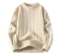 Pullover da uomo invernale, scollo rotondo, tinta unita, casual, lavorato a maglia, stile vintage, taglio ampio, caldo, elegante e chic, di grandi dimensioni, a maniche lunghe, versatile, per coppie