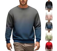 Pullover da uomo maglione colorato elegante sfumato pullover girocollo manica lunga felpa casual abbigliamento da lavoro top morbido comfort maglioni sport tempo libero felpa, Grigio scuro, 4X-Large