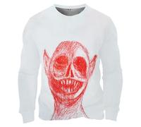 Pullover da uomo per Halloween da uomo, girocollo, vestibilità ampia, streetwear, girocollo, con stampa, morbido e confortevole, felpa a maniche lunghe con stampa 3D senza cappuccio felpe, bianco, M
