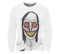 Pullover da uomo per Halloween da uomo, girocollo, vestibilità ampia, streetwear, girocollo, con stampa, morbido e confortevole, felpa a maniche lunghe con stampa 3D senza cappuccio felpe, Grigio, M