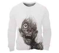 Pullover da uomo per Halloween da uomo, girocollo, vestibilità ampia, streetwear, girocollo, con stampa, morbido e confortevole, felpa a maniche lunghe con stampa 3D senza cappuccio felpe, Rosa acceso