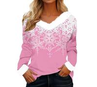 Pullover di Natale da donna Drole Cattivissimo Stampato T Shirt Scollo a V Maniche Lunghe Maglietta a Buon Mercato Natale Felpa Autunno Inverno Caldo Maglioni, 03#rosa, S