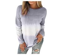 Pullover Donna Elegante Taglie Forti - Maglione Donna Oversize Rosa - Felpa Senza Cappuccio Cotone Pullover Felpa Tie-Dye Sfumatura Tops Maglietta a Maniche Lunghe Girocollo Maglione Inverno Casual