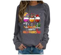 Pullover Donna Invernale, Pullover Halloween Stampa | Felpa da donna Wine Print Felpe oversize girocollo manica lunga pullover top