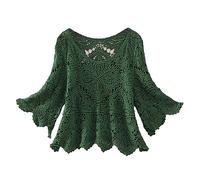 Pullover Donna Lana Maglie Donna Invernali Gonna Corta da con Maniche A Cinque Quarti Tagliata all Uncinetto con Grembiule Maglie Invernali Maglione Primaverile Gn2 M