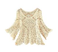 Pullover Donna Lana Maglie Donna Invernali Gonna Corta da con Maniche A Cinque Quarti Tagliata all Uncinetto con Grembiule Maglie Invernali Maglione Primaverile Wh2 M