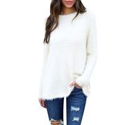 Pullover Donna Maglione Girocollo Donna Maglioni Donna Tricot Invernale Women Sweater Invernali Eleganti Maglione da Trecce Lavorato a Maglia Intrecciato Donna Taglie Forti Jumper Donna Bianco 5XL