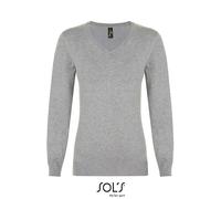 Pullover Donna Scollo A V Lavorato Maglia Regolare Sweater XS - XXL Sottile