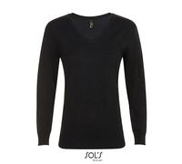 Pullover Donna Scollo A V Lavorato Maglia Regolare Sweater XS - XXL Sottile