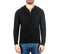 Pullover | Felpa con Cappuccio con Cerniera da Uomo 100% Cachemire (Nero, XL)