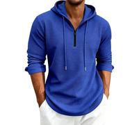 Pullover leggero da uomo a maniche lunghe con cappuccio con zip a 1/4 | Felpe con cappuccio casual con coulisse vestibilità atletica tinta unita maglione top