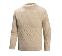 Pullover Maglioni per gli Uomini Maglia Indossare Mock Dolcevita Maglioni Vintage Girocollo Solido Elastico Pullover Caldo, H-598 Cachi, XXL