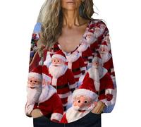 Pullover Noel Donna Ugly Felpa Autunno Inverno Multicolore Stampato Originale Maglietta Manica Lunga Grande Taglia Christmas Top Scollo a V Casual Felpa Tunica Pullover Drole, Sb1, M