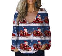 Pullover Noel Donna Ugly Felpa Autunno Inverno Multicolore Stampato Originale Maglietta Manica Lunga Grande Taglia Christmas Top Scollo a V Casual Felpa Tunica Pullover Drole, Db1, M