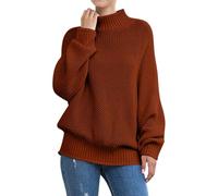 Pullover Oversize da donna leggero tinta unita Felpe in maglia casual girocollo top vintage tunica primavera grande vita manica lunga maglione chic elegante basic maglione, marrone, XXXL