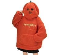 Pullover Peluche Vestito Gotico Adolescente Ragazza Cattivissimo Natale Famiglia Felpa Con Cappuccio Peluche per Donne Autunno Inverno 2025 Testa Zucca Peluche Camicia Vacanza Maglione Brutto Di