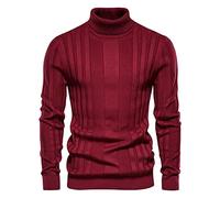 Pullover Slim Fit Uomo Tertleneck Men Casual Solid Color Striater Magioni di Base