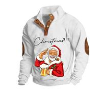 Pullover Sportivo a Maniche Lunghe da Uomo Design Divertente Natalizio con Alcune Felpe Stampate di Grandi Dimensioni Collo E Guanti Abito 48 (White, XXXL)