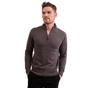 Pullover | Sweater | Maglione con Colletto con Cerniera da Uomo 100% Cachemire (Grigio/Taupe mélange, M)