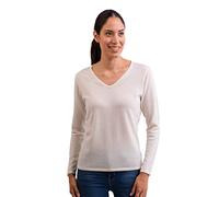 Pullover | Sweater | Maglione con Scollo a V da Donna 100% Cachemire (Bianco, S)