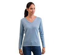 Pullover | Sweater | Maglione con Scollo a V da Donna 100% Cachemire (Blu/Blu Chiaro, M)