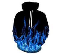 Pullover Uomo Stampa Digitale 3D Unico Creativo Modello di Fiamma Manica Lunga Felpa con Cappuccio da Uomo Sport Casual Trend Felpa Uomo
