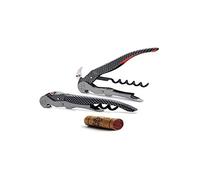 Pulltex Cavatappi a doppia leva retrattile ClickCut Monza – Apertura a una mano – Carbon Effect