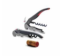 Pulltex Cavatappi a doppia leva retrattile ClickCut Monza – Apertura a una mano – Carbon Effect