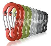 pullther 10 moschettoni multiple, 70 mm, grandi moschettoni, portachiavi, moschettoni in alluminio con anello a D, per sport all'aperto, escursionismo, campeggio, pesca, multicolore