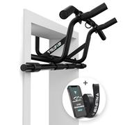 PULLUP & DIP Barra per trazioni per telaio della porta da appendere senza viti e senza scivolare, barra per porta professionale, con manici imbottiti, nastro per trazioni + eBook