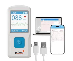 Pulox PM10 - Dispositivo ECG monocanale mobile - Monitor ECG con analisi, USB, app per smartphone e software per PC