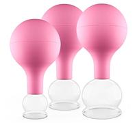 pulox Set di 3 coppette in vetro con ventosa, 25 mm, 32 mm e 40 mm, colore: Rosa