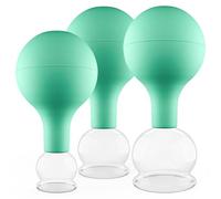 Pulox Set per coppettazione, coppette con ventosa rimovibile Ball, professionale e auricolare, vetro, 25 mm, 32 mm, 40 mm, 52 mm e 62 mm, Blu, Marrone, Verde o Rosa
