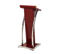Pulpito curvo in acciaio inox ad angolo regolabile per aule e chiese, supporto moderno per conferenze e conferenze (bianco)