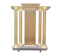 Pulpito da Chiesa con Luci A LED, Personalizzazione Podio in Acrilico con Ruote, Leggio Parlante da Terra con Ampia Superficie di Lettura for Aule Uffici Conferenze Auditorium
